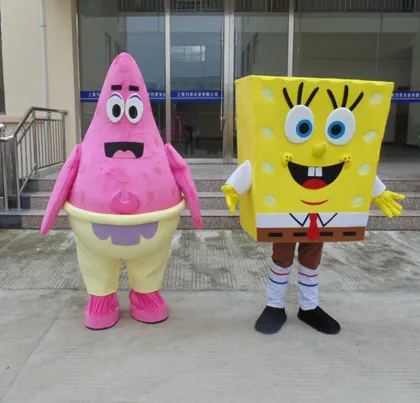 SpongeBob SquarePants and Patrick Star Mascot Costume Hand-made High Quality Cartoon Character Costume Party Supply