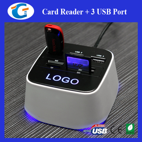 USB 2.0 Charger 3 Port Hub Combo Card Reader