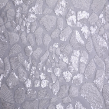 Fashion Stone Sequin On Poly Mesh Embroidery Fabric