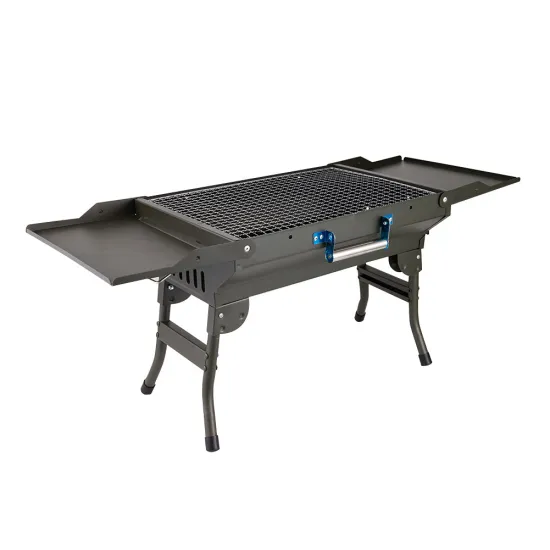 Portable Folding Charcoal BBQ Grill - Black Metal Outdoor Barbecue