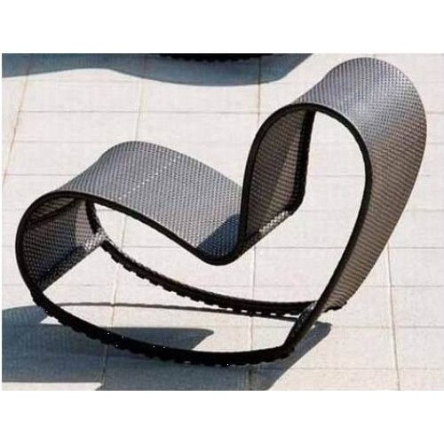 UV-proof outdoor wicker sun lounger with wheel