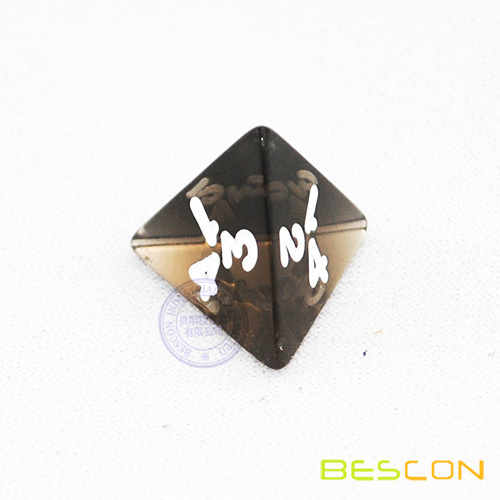 Smoke Translucent 4 Sided Dice with Number 1-4