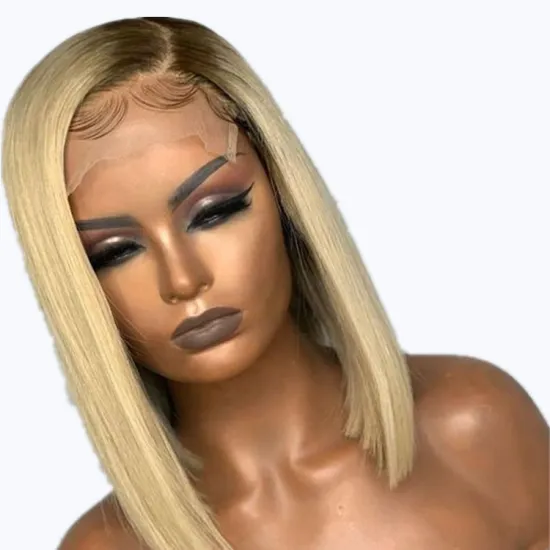 Factory Cheap Customization Curly Real Bone Straight Glueless Lace Front Short Pre Plucked Bob Blonde Human Hair Wigs Women