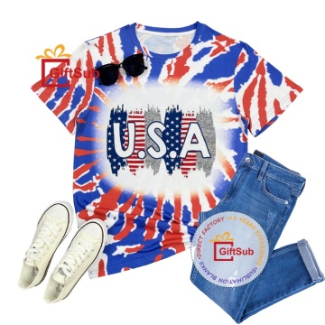 Sublimation Tie Dye Bleach Polyester Cotton Feel US Size T-Shirts