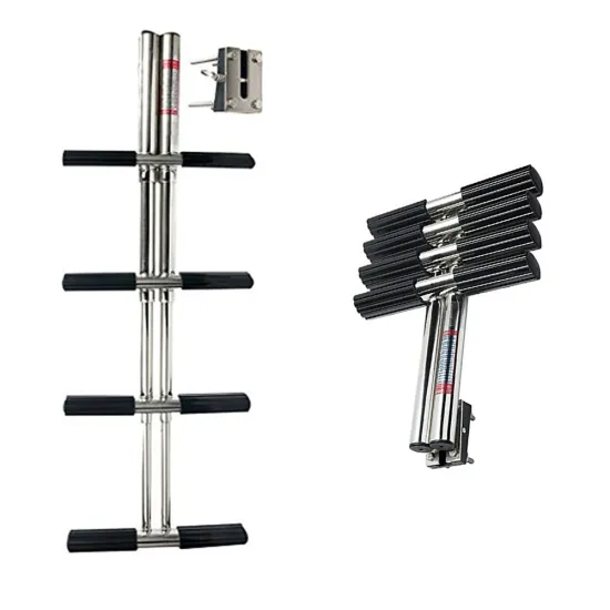 Stainless Steel Telescoping 4-Step Folding Boat Ladder