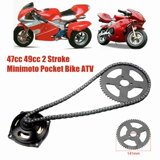 Drive System T8F Chain with 6T Gear Box Rear Sprocket 108 Links for Mini Pocket Bike 47Cc 49C Parts