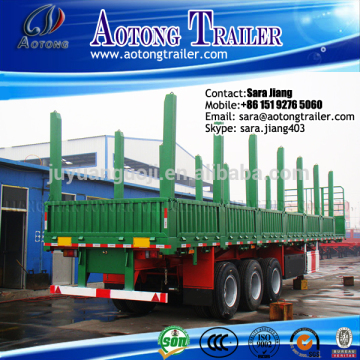40ft 3 axles Deck Flat Bed Trailer / Log Loader Traile with Container Locks and Removable Posts