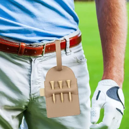 Custom Golf Tees Sleeve: Faux Leather Golf Accessory Holder