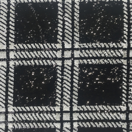 Black And White Sequin Geometry Embroider Fabric