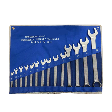 Professional Grade 8-32mm Metric Combination Wrench Set with Chrome Vanadium Tools in Roll-up Pouch for Auto Repair and Home Maintenance