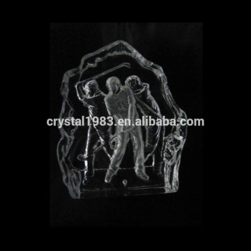 Oem custom size and logo playing golf design K9 iceberge 3d crystal sculpture