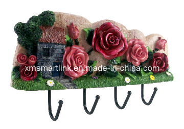 Garden Rose Decor Wall Hook, Resin Hanging Hook, Coat Hook
