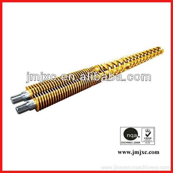 Twin conical screw barrel