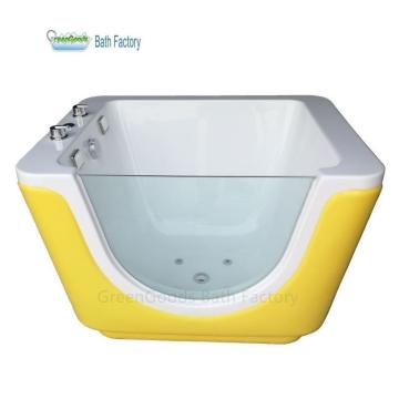 Yellow Colored Baby Wash Tub with Bathtub LED Light - GreenGoods Bath Factory
