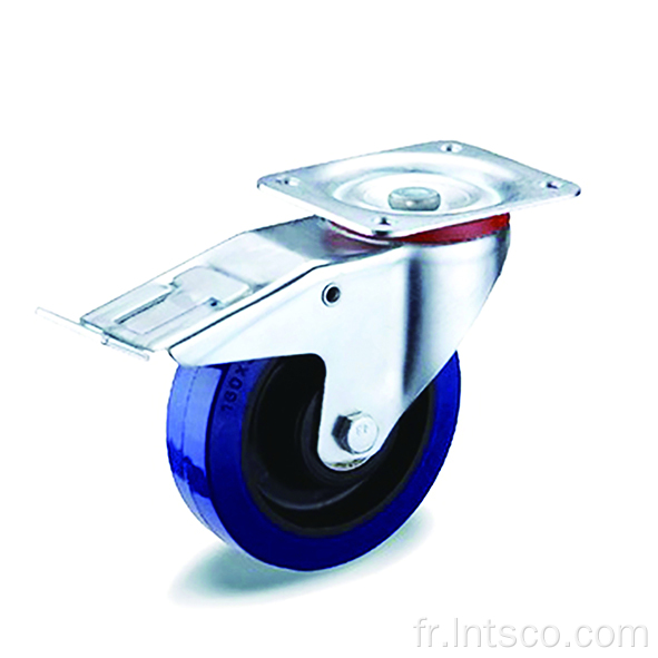 Roulettes de frein en caoutchouc élastique bleu industriel