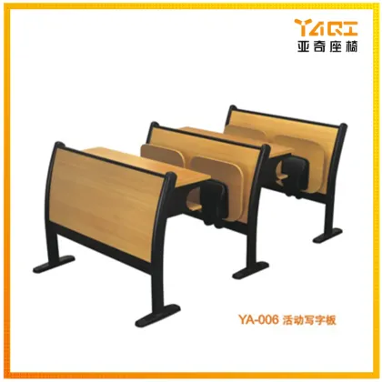 Wooden folding furniture college lecture desk and chair seating