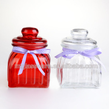 wholesale colorful storage candy jar glass crust jar