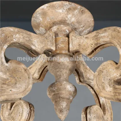 Vintage Industrial Wooden Chandelier 4 Heads