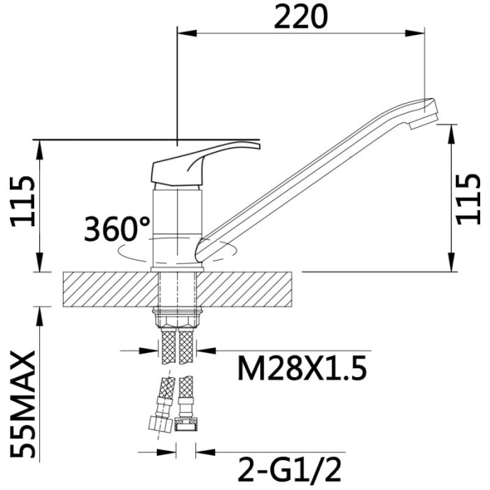 Chrome Finish Zinc Alloy Basin Mixer