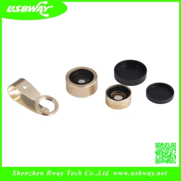 3 IN 1 Cell phone camera lens factory 0.67x Wide angle / fisheye 180 / macro selfie lens