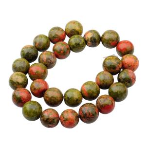14 мм свободные натуральные драгоценные камни Unakite круглые бусины для изготовления ювелирных изделий