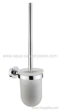 Round Brass Toilet Brush Holder With Frost 