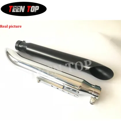 Cafe Racer Exhaust Mufflers: Chrome Plated Chopper Moto Silencers for Harley Davidson, Triumph, Trumpet, and Guzzi Bikes