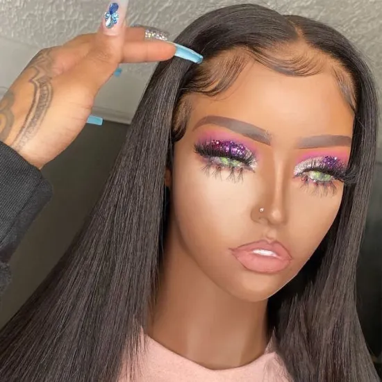 Hd Full Transparent Lace Frontal Closure Wigs for black women Raw Brazilian Straight Virgin 100% Human Hair 13X4 Lace Front Wig