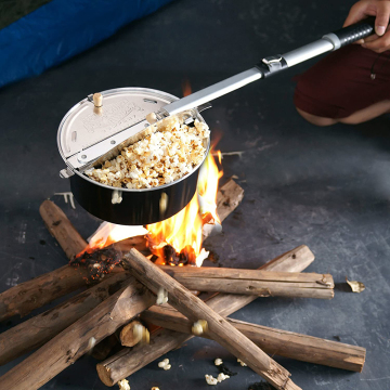 Aluminum Stainless Popcorn Pit Popper Maker Campfire Firepit Popcorn Popper Fire Pot Camp Mini