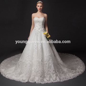 GJ17 2016 wedding dress Sweetheart Beaded A-Line Ball Gown With Tulle Overlay