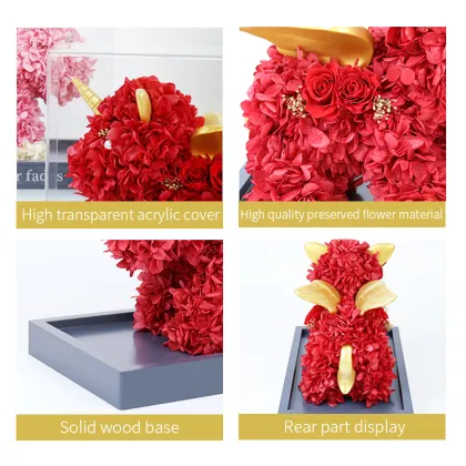 2022 Wholesale Unicorn Eternal Flower Rose Bear Preserved Flower Gift Box
