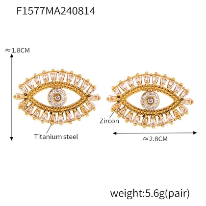 Chic Summer Fashion Jewelry: 4060 Magic Eye Zircon 18K Gold Plated Earrings