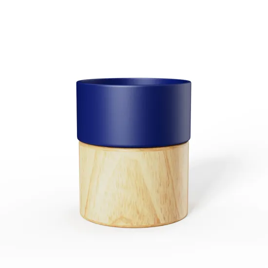 High-End Magnetic Wooden Bottom Ceramic Reusable Coffee Cup