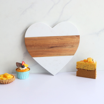 Heart Shaped Marble Wood Charcuterie Board
