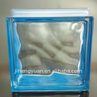 blue side-colored cloudy glass block