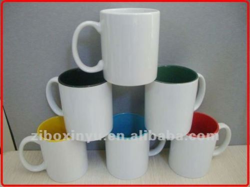 350ML V-shap ceramic coffee mugs with print for promotion