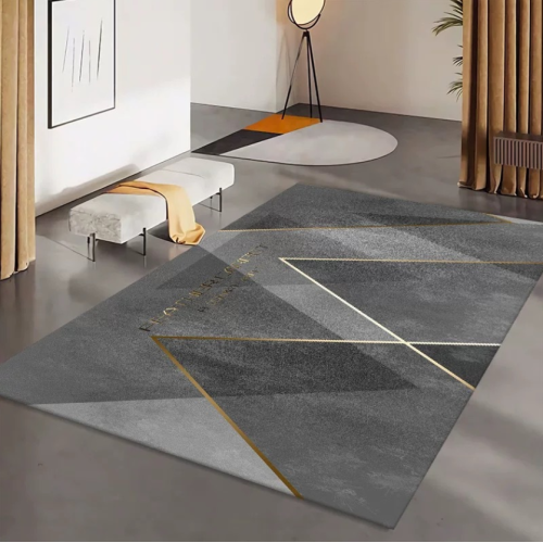 Premium black gray living room large area carpet