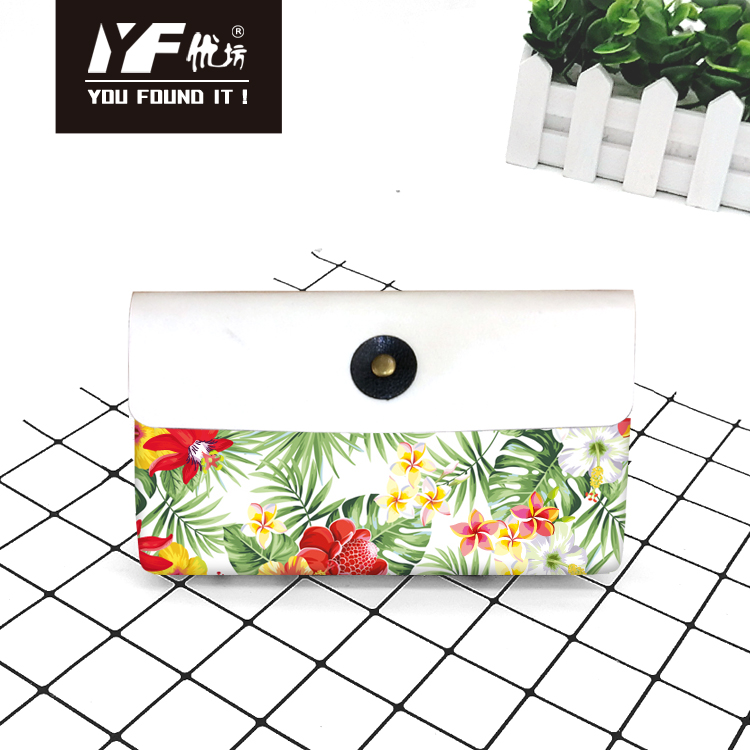 Custom tropical flower style PU leather handbag cosmetic bag pencil case&bag multifunctional bag