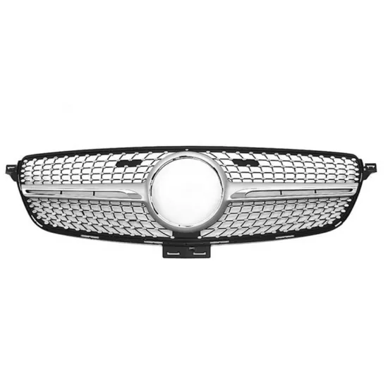 Silver Diamond Front Bumper Grille for Mercedes-Benz GLE W166 2016-2018 with Camera