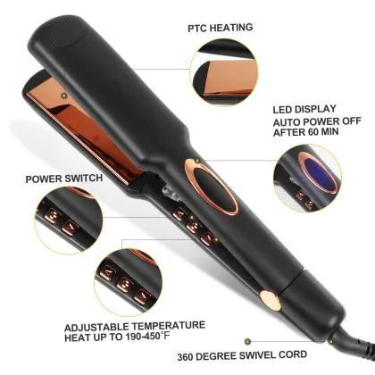Infrared Professional Ionic Technology LCD Display Salon Wide Plate Hair Straightener