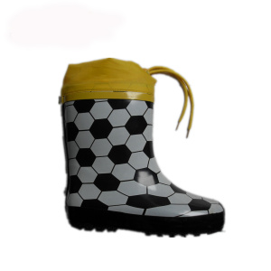Boy winter rubber rain boots with drawstring rope