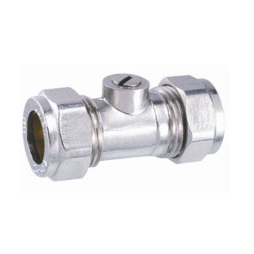 Chrome Plated Copper Pipe Adaptor with Isolation Valve (No Handle)