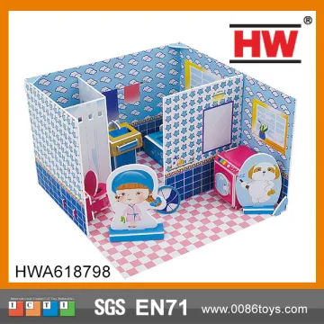 3D Puzzle Bathroom Play At Home Cardboard Toy House