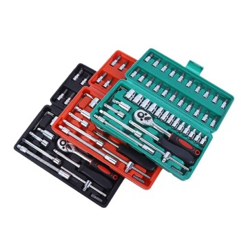46-Piece Professional Hand Mechanics Socket Wrench Tool Set: Comprehensive Repair Kit for Cars, Motorcycles, and Bicycles