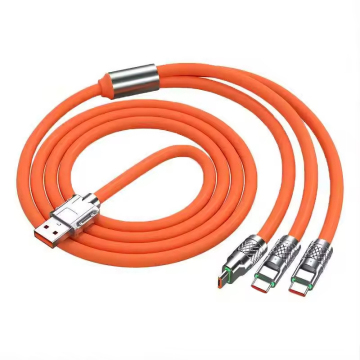 Super Fast 120W 6A USB-C Type C Micro Cable 3 in 1 Liquid Silicone Data Line