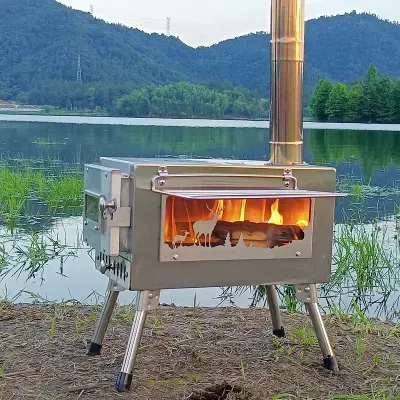 Portable Wood Burning Stove Tents Shelters Stainless Steel Camping Cookware Set
