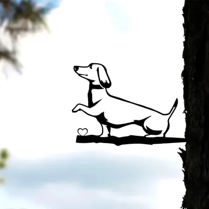 Iron Metal Sausage Dog Puppy Logo Hollow Decoration Wall Art Handicraft Dachshund