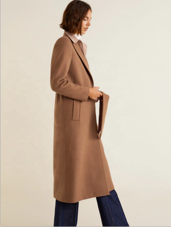 Long manteau épais d&#39;hiver en laine kaki