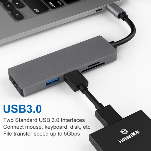 6 in 1 Type C Hub with Ethernet 5 In 1 USB C Hub With HDMI Factory