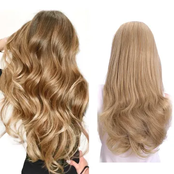 Wholesale 24Inches Headband Wig Ombre Brown Capless Wigs Hair Clips Extension Long Wavy 3/4 Half Wig Synthetic Hair Extensions